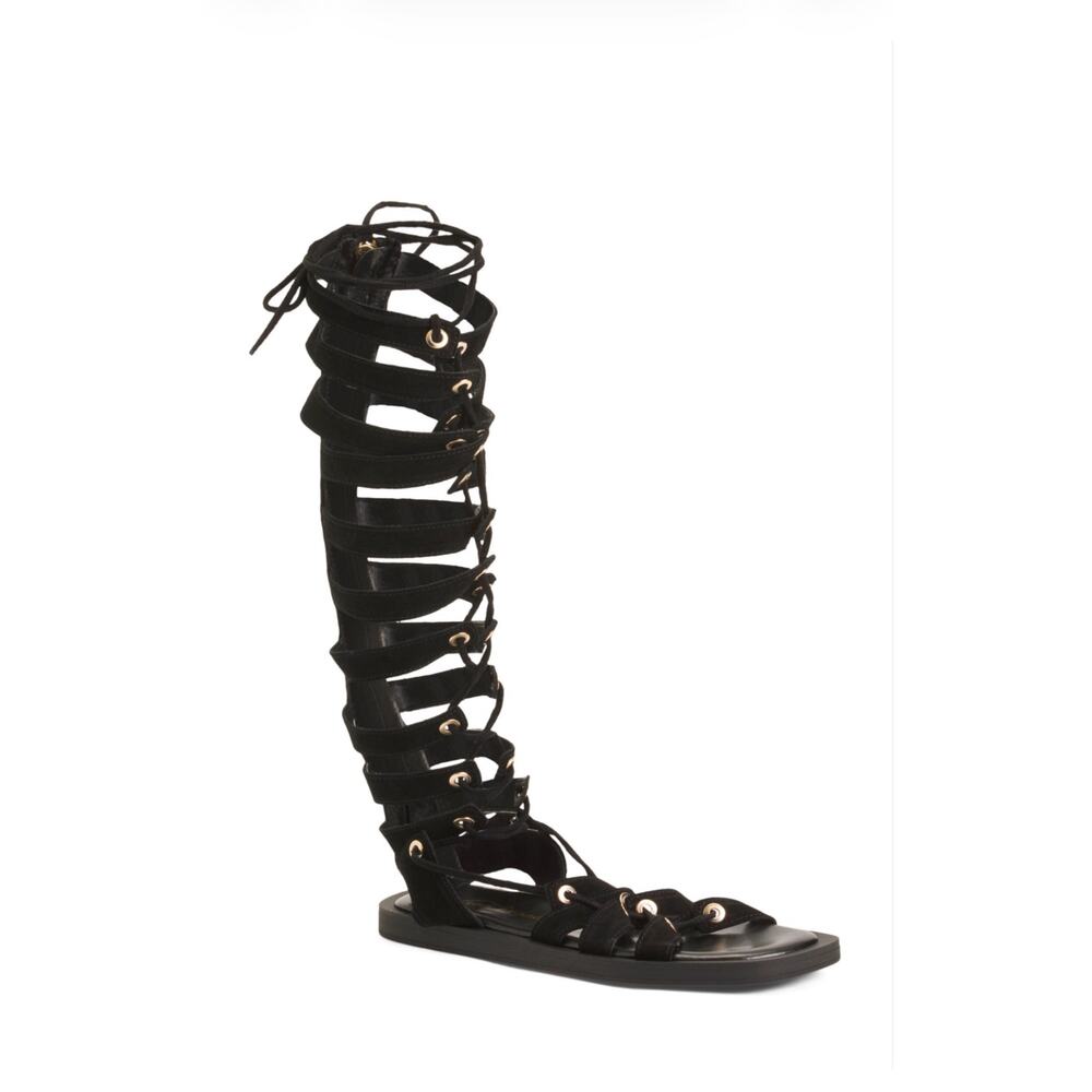 Free People Sun Chaser Tall Gladiator Sandals Black US 6.5 to 7 EU 37 NEW in Box